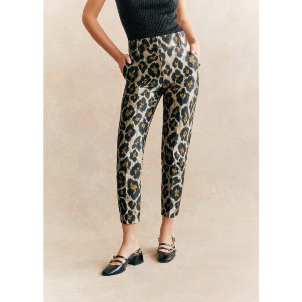 Sezane Leopard Print Damon Trousers